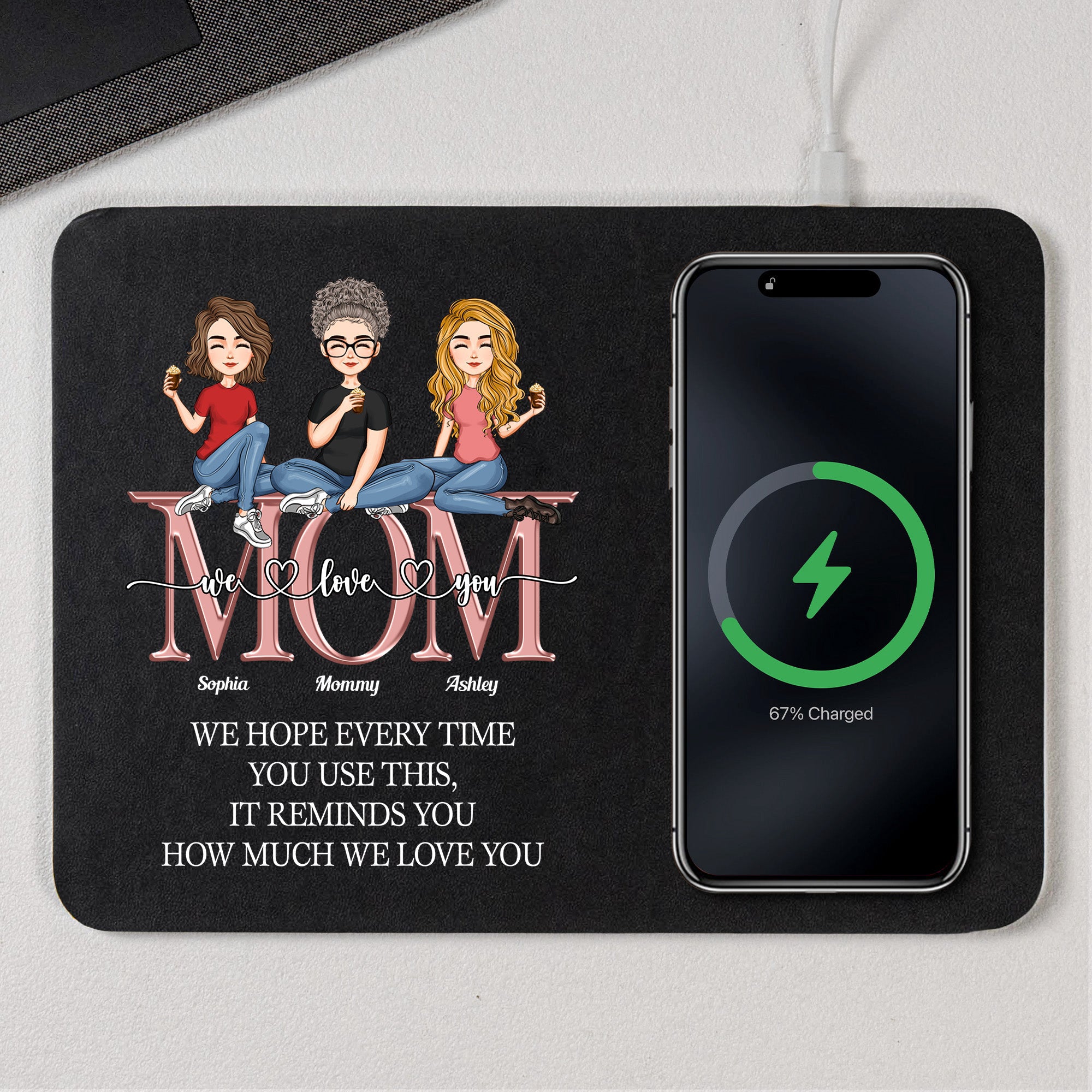 It Reminds You How Much We Love You - Personalized Leather Charging Mat