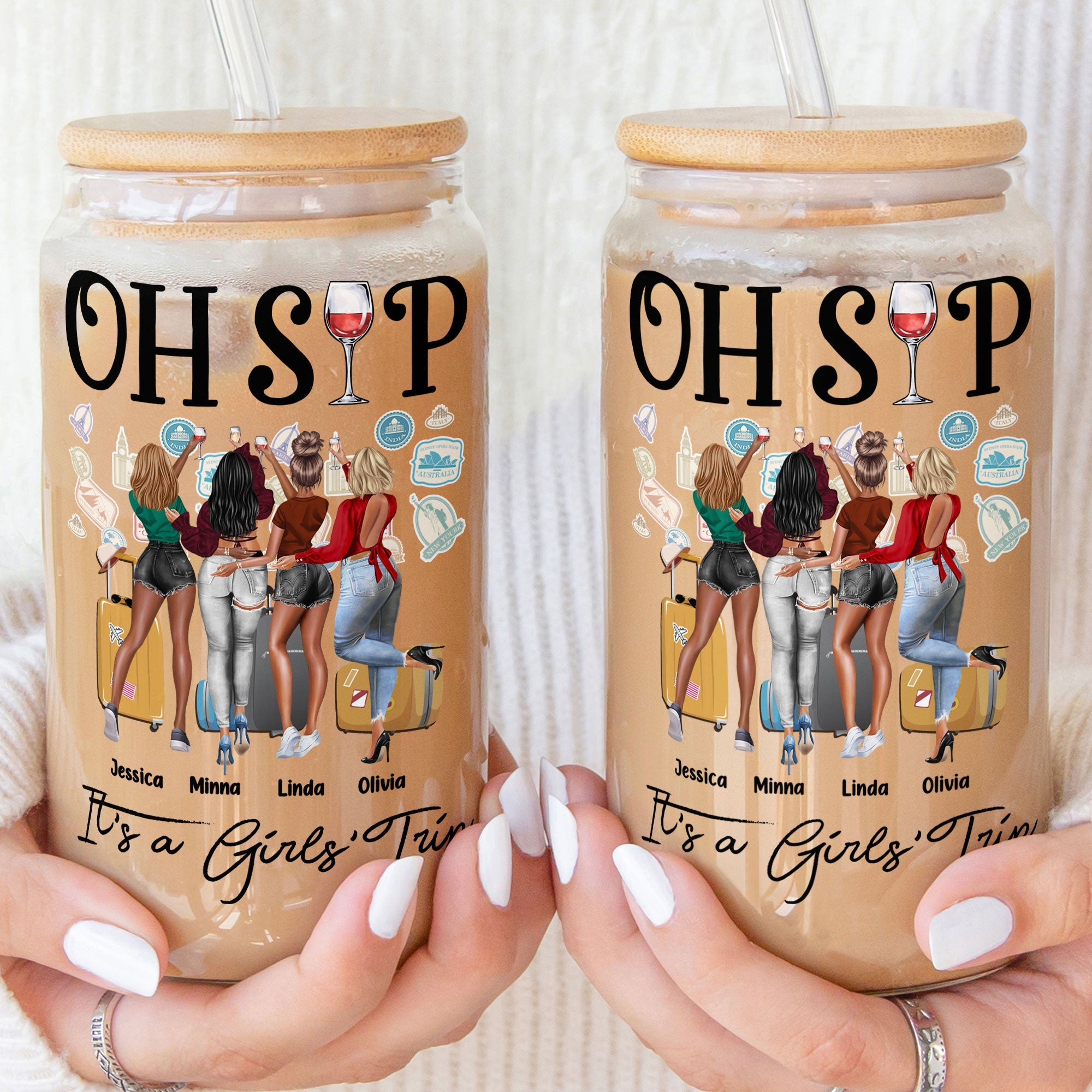 It's A Girls' Trip - Personalized Clear Glass Cup