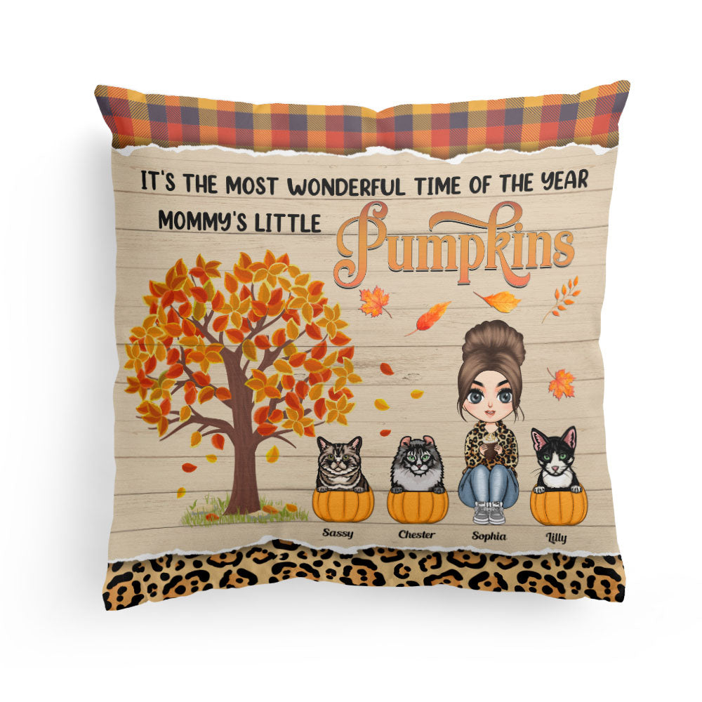 It's The Most Wonderful Time Of The Year - Personalized Pillow (Insert Included) - Fall Season Gift For Cat Mom, Cat Owner, Home Decor