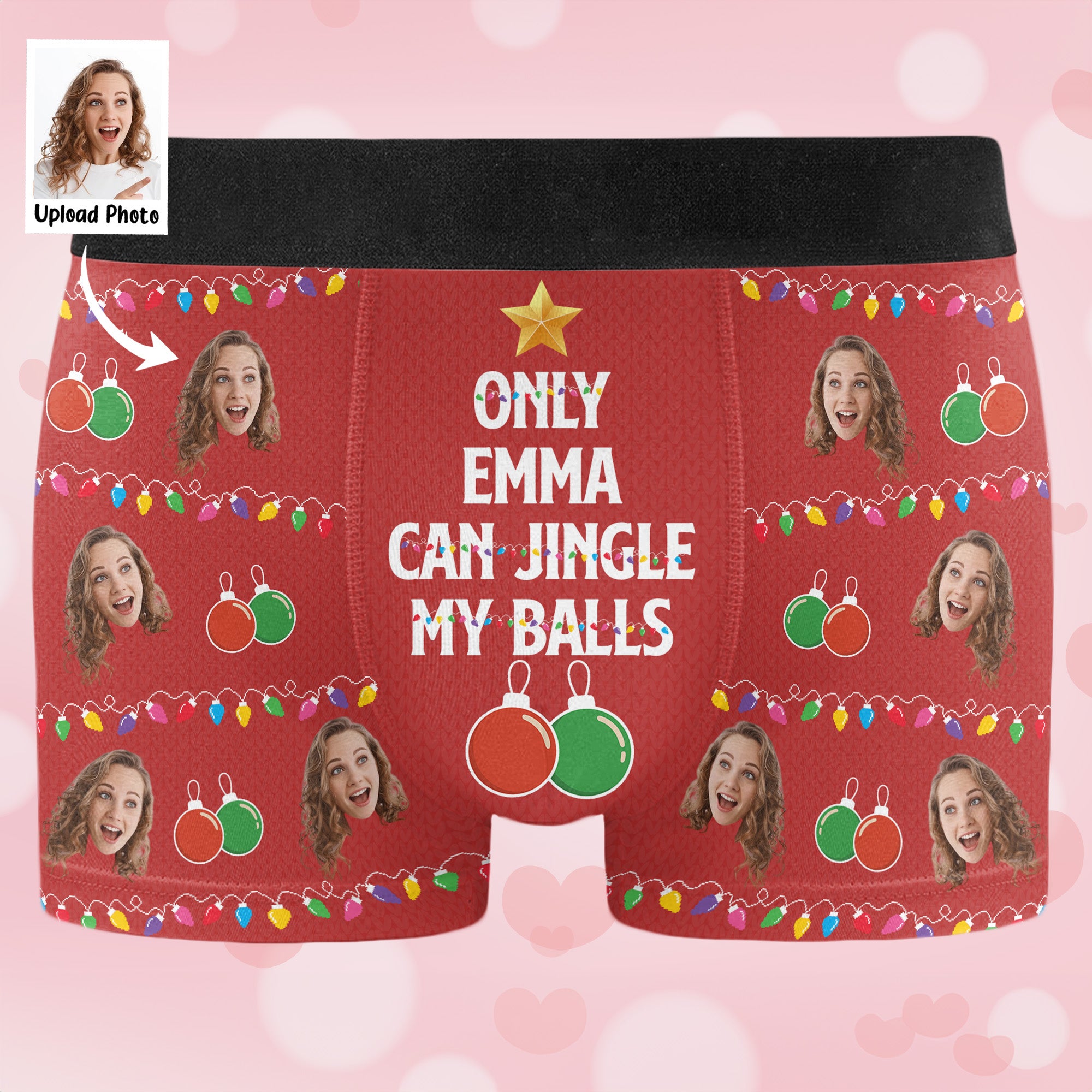 Jingle My Balls Funny Gift For Husband - Personalized Photo Men's Boxer Briefs
