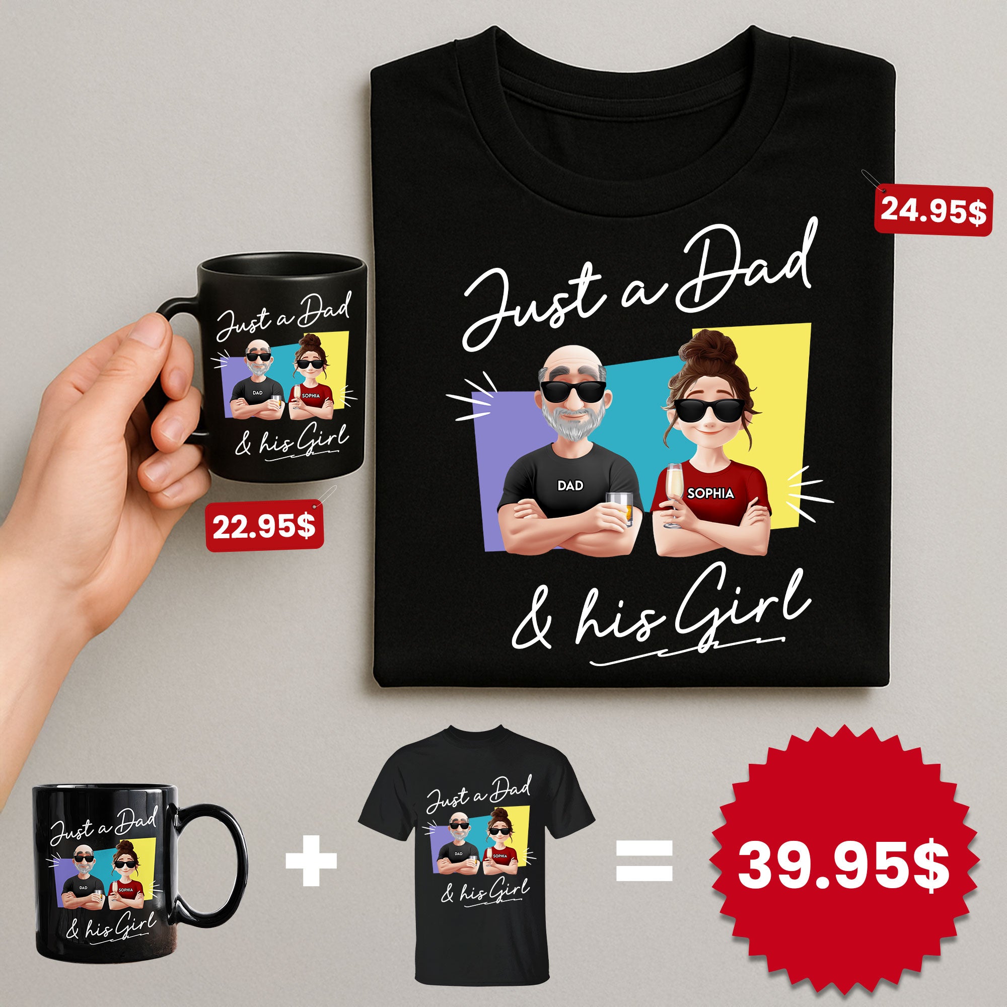 Just A Dad And His Girl - Custom Father's Day Gift Set