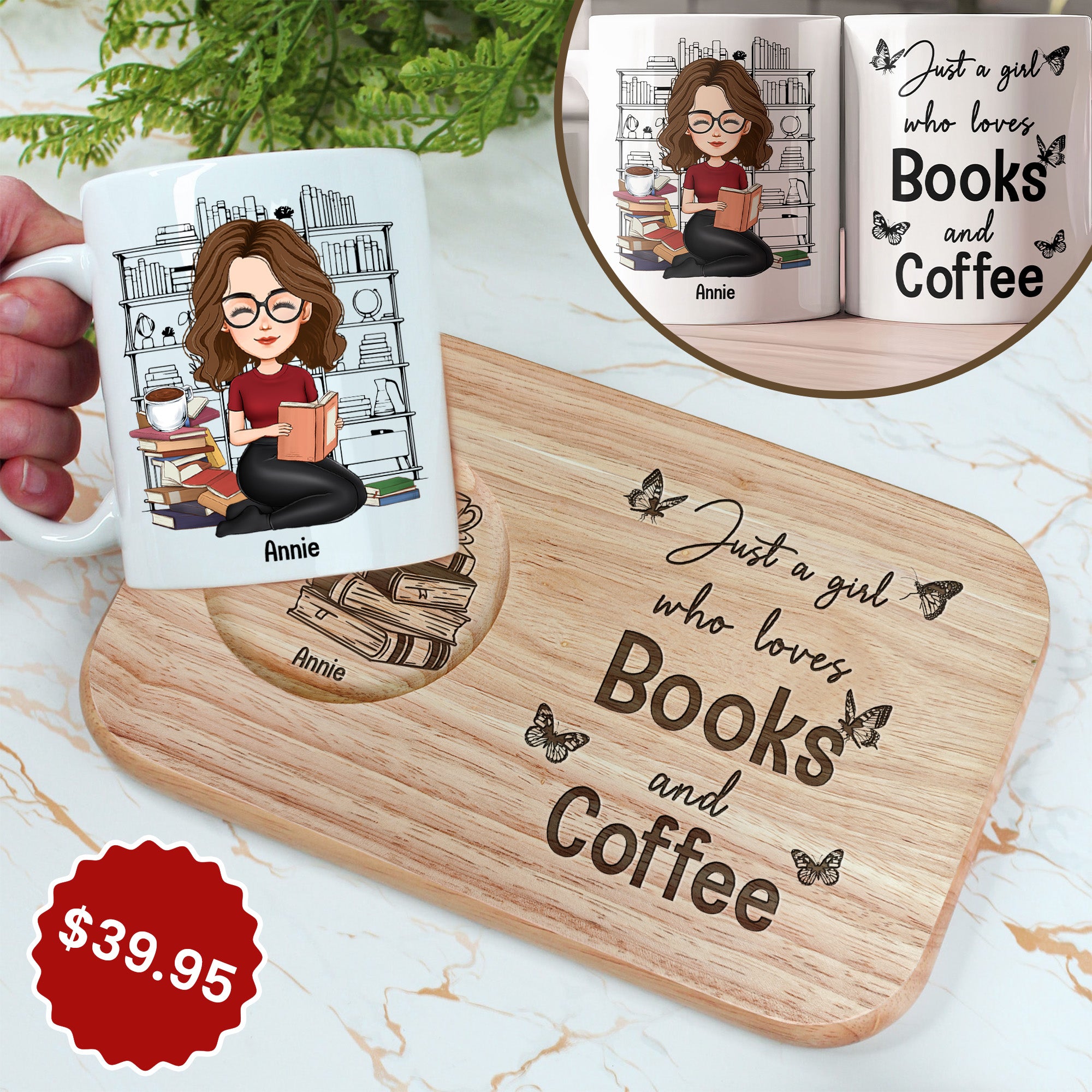 Just A Girl Who Loves Books And Coffee - Custom Gift Set