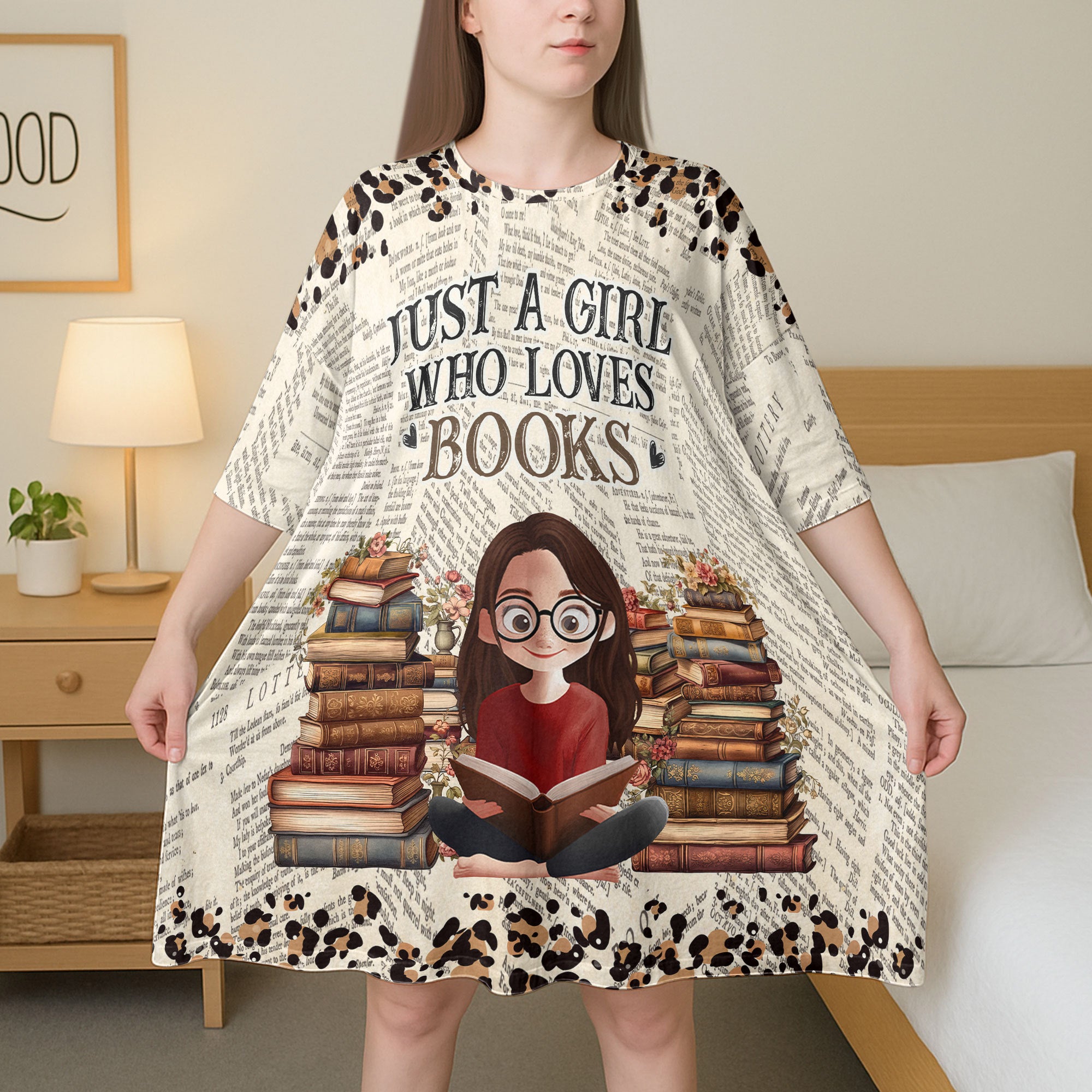Just A Girl Who Loves Books Lover Gift Custom Name - Personalized Sleep Tee