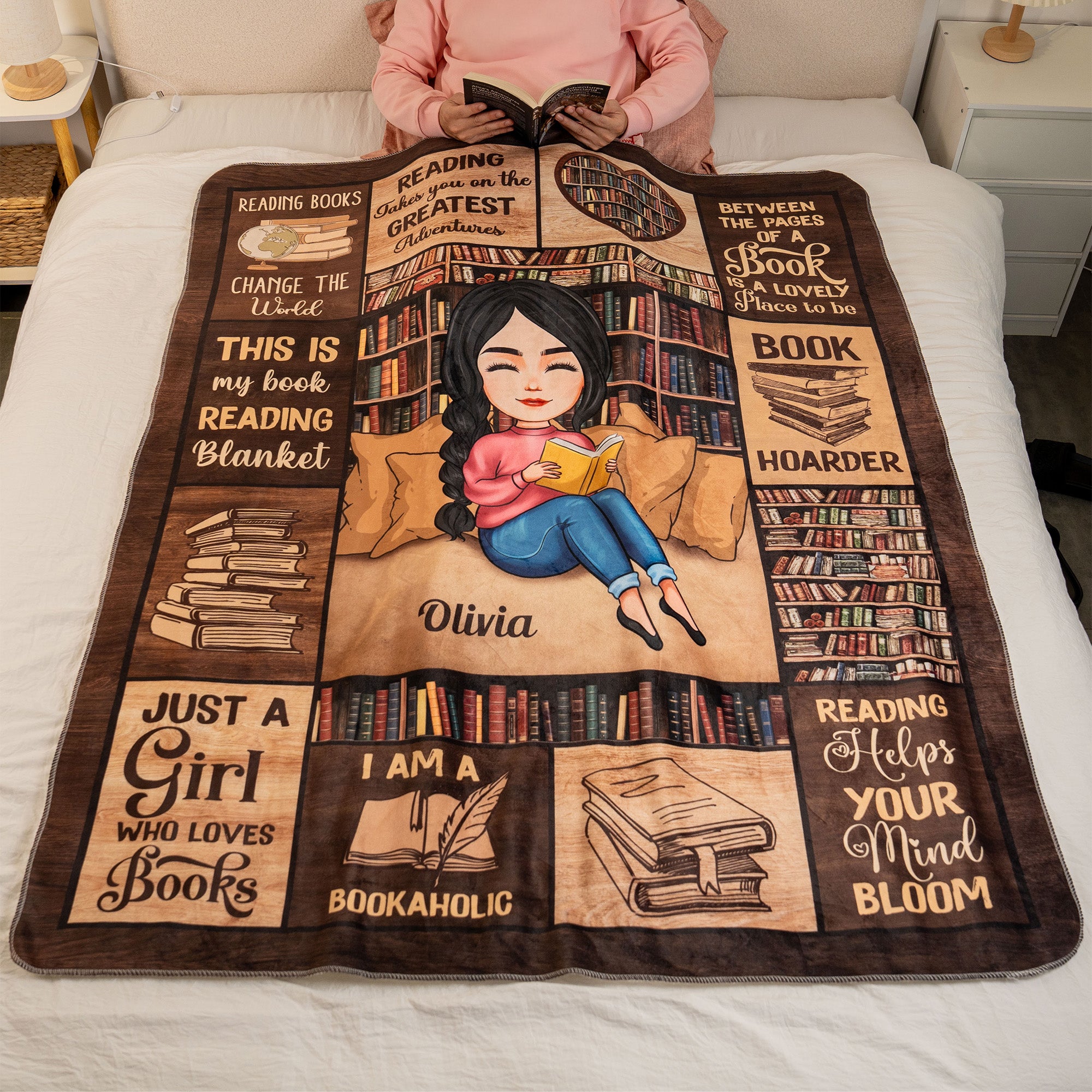 Just A Girl Who Loves Books - Personalized Blanket - Gift For Daughter