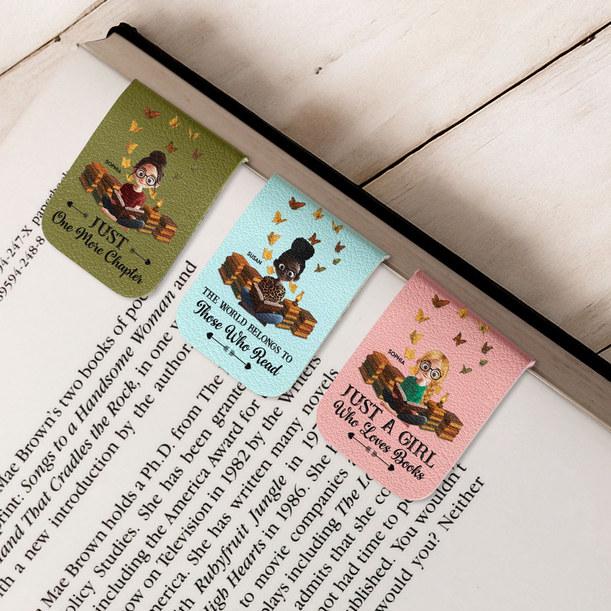 Just A Girl Who Loves Books - Personalized Leather Magnetic Bookmark