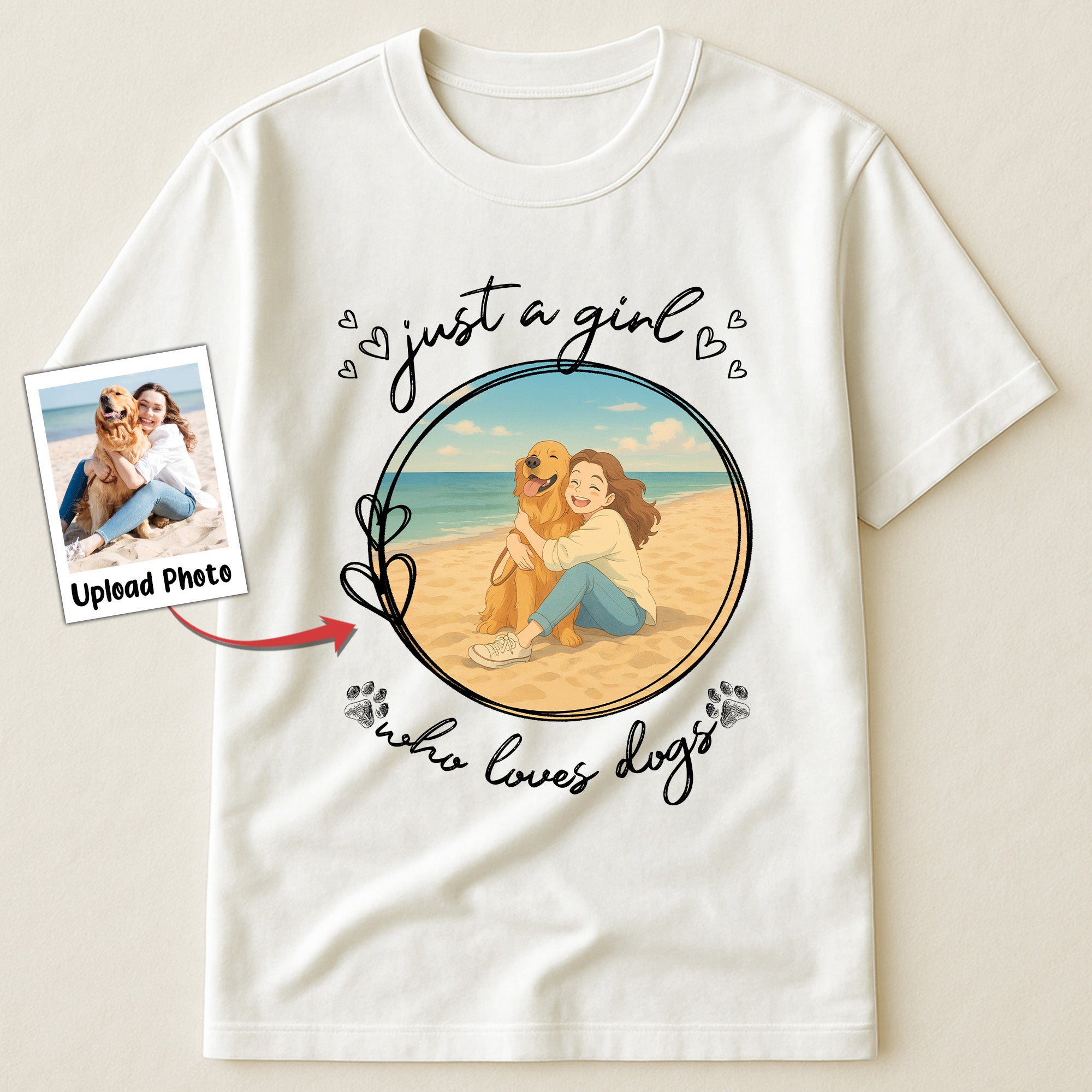 Just A Girl Who Loves Dogs Cartoon Version - Personalized Photo Shirt