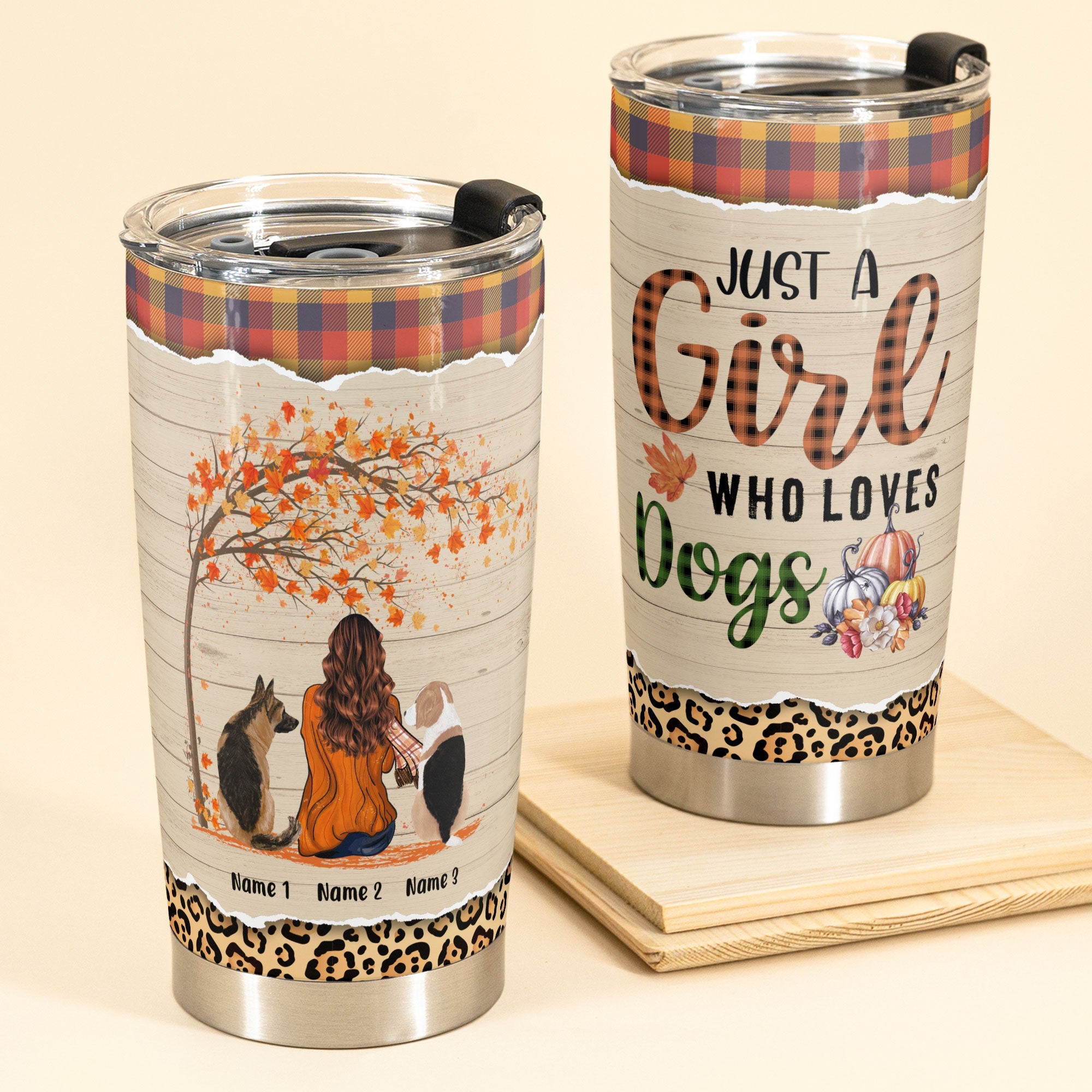 Just A Girl Who Loves Dogs - Personalized Tumbler Cup - Fall Birthday