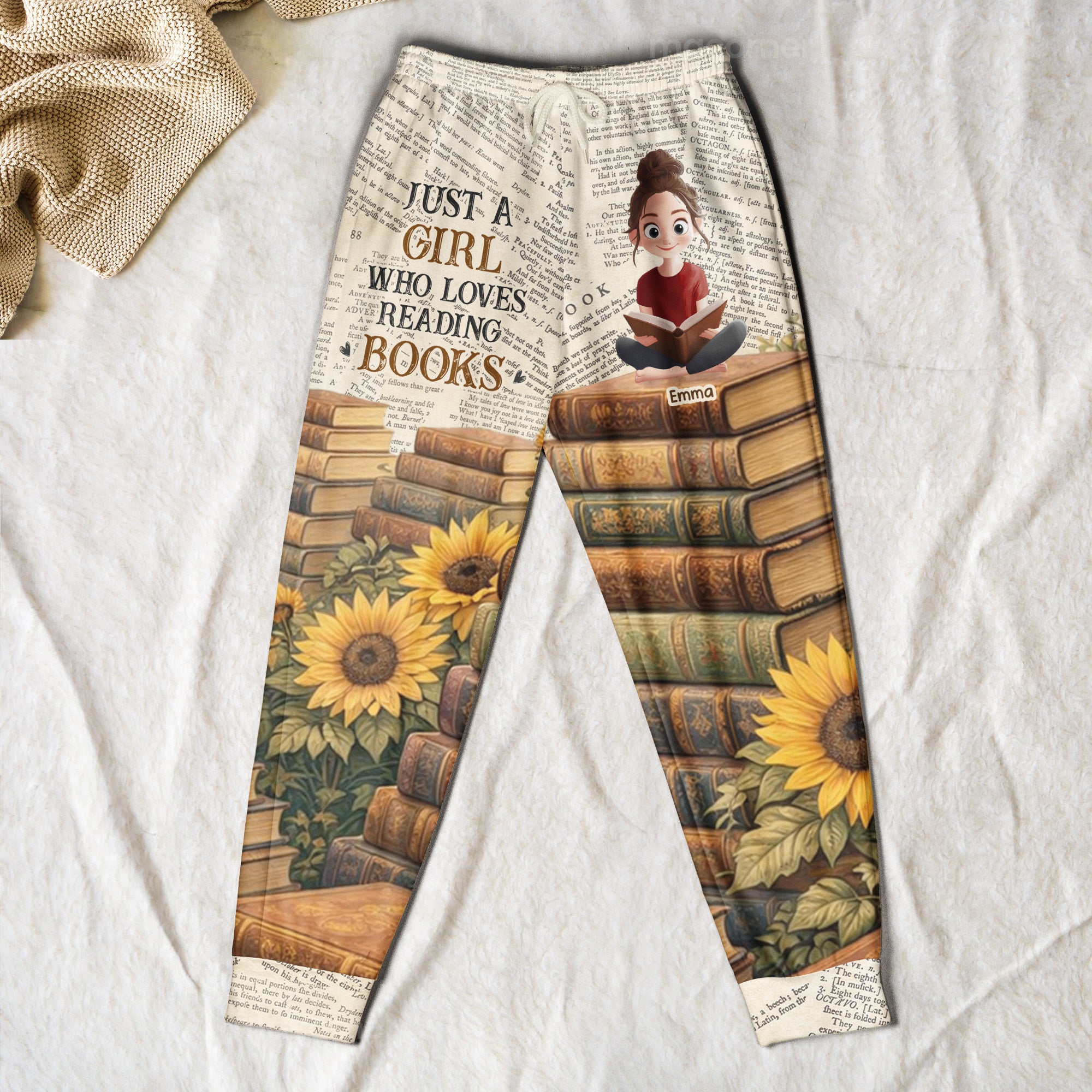 Just A Girl Who Loves Reading Books Sunflowers - For Book Lovers Club - Personalized Sweatpants