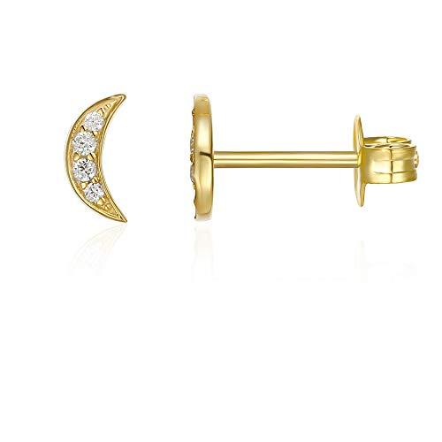 6mm Pave Cresent Stud Earring with Swarovski Crystals - Goldtone, Earring, Riakoob Jewelry, Riakoob Jewelry  jewelryjewelry deals, swarovski crystal jewelry, groupon jewelry,, jewelry for mom,