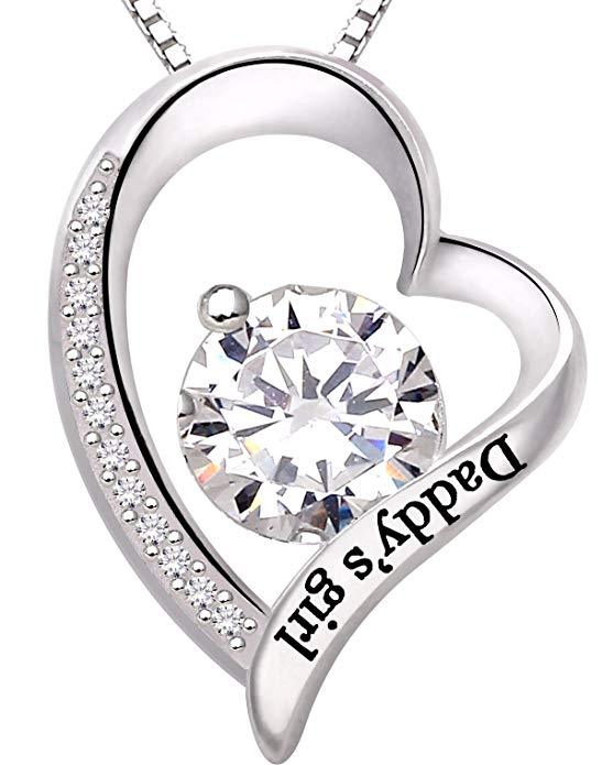 "Daddys Girl" Heart Necklace Embellished with Swarovski Crystals in  Silvertone, Necklace, Riakoob Jewelry, Riakoob Jewelry  jewelryjewelry deals, swarovski crystal jewelry, groupon jewelry,, jewelry for mom,