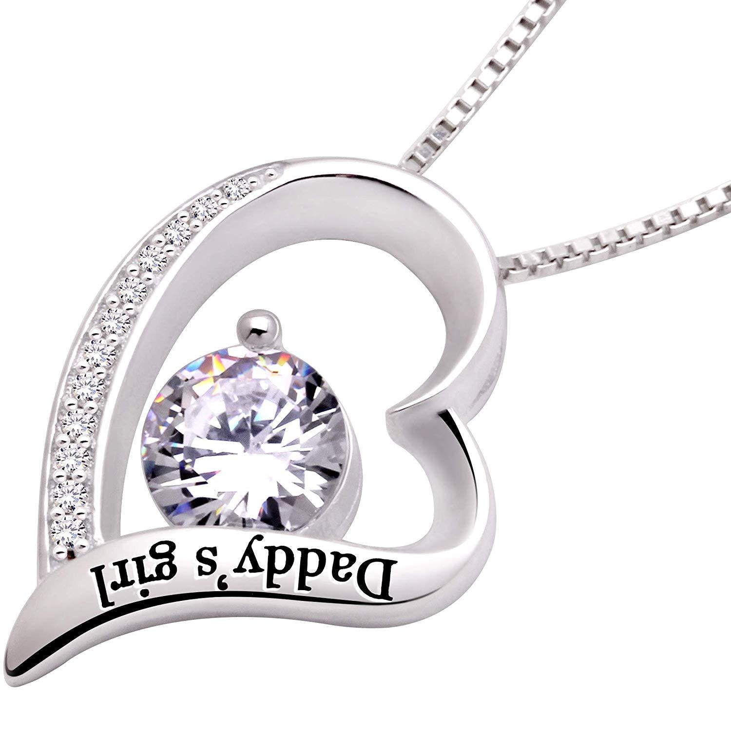 "Daddys Girl" Heart Necklace Embellished with Swarovski Crystals in  Silvertone, Necklace, Riakoob Jewelry, Riakoob Jewelry  jewelryjewelry deals, swarovski crystal jewelry, groupon jewelry,, jewelry for mom,