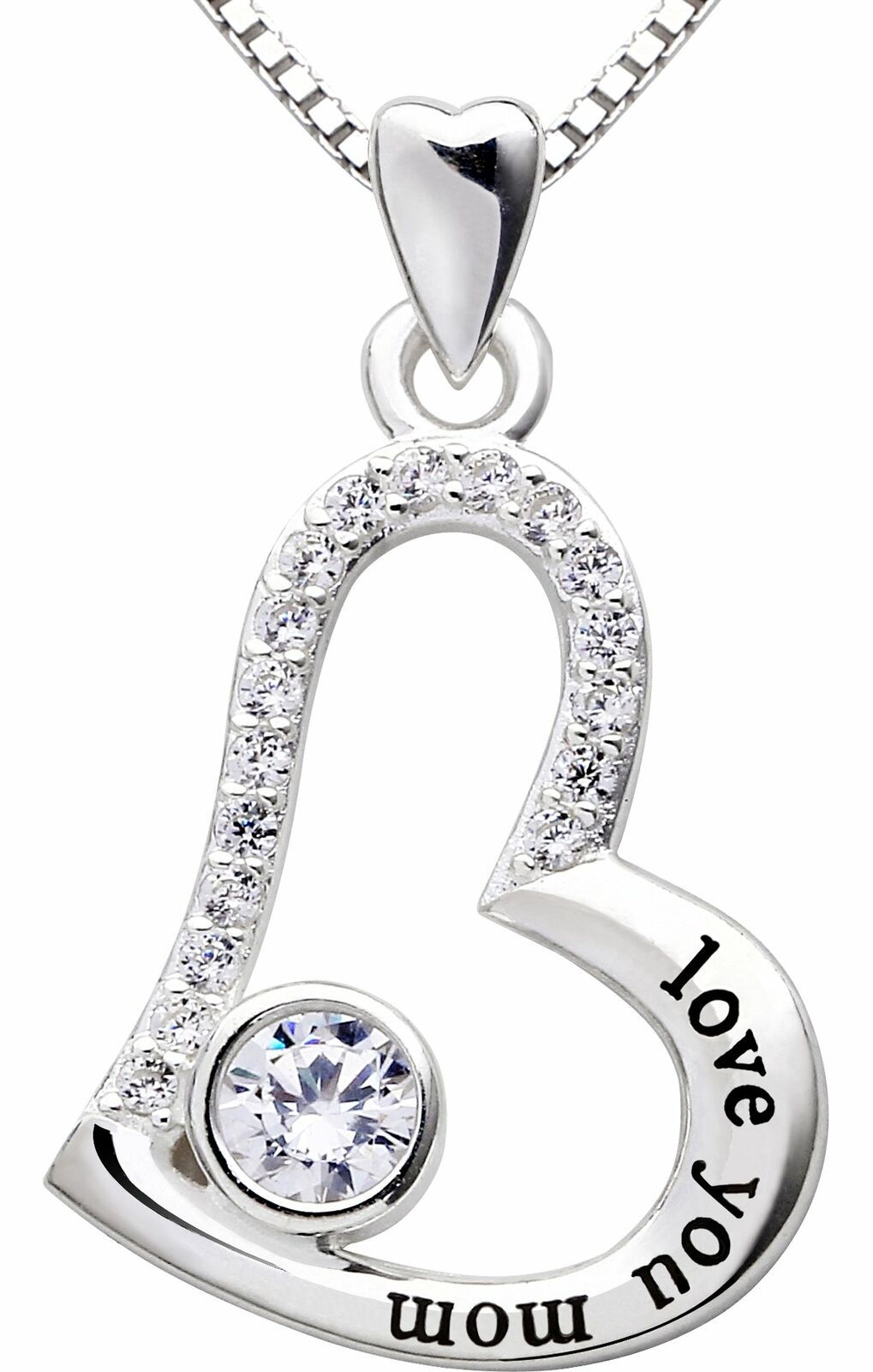 "I Love you MOM" Heart Necklace Embellished with Swarovski Crystals in  Silvertone, Necklace, Riakoob Jewelry, Riakoob Jewelry  jewelryjewelry deals, swarovski crystal jewelry, groupon jewelry,, jewelry for mom,
