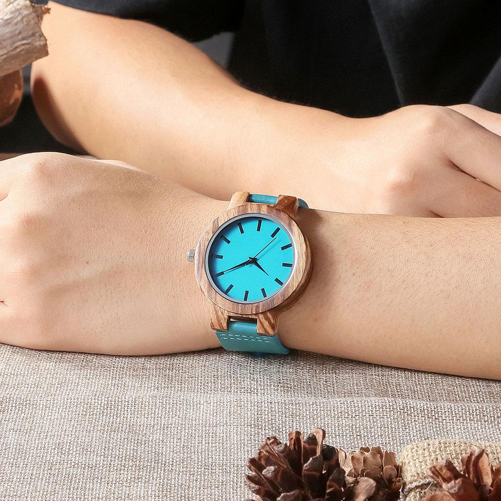 SON MUM - PROUD OF YOU - BLUE WOOD WATCH 