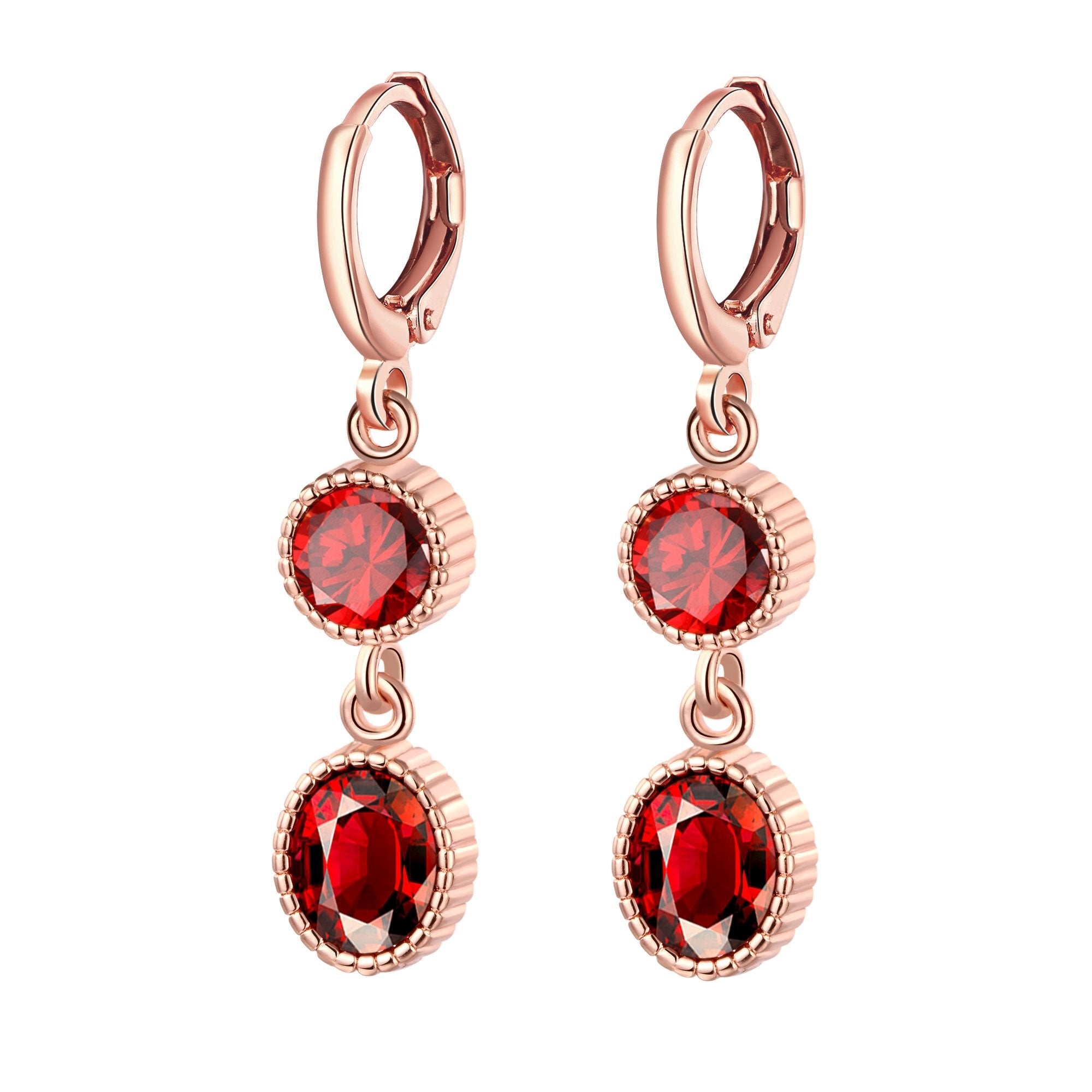 Duo Red Swarovski Elements Drop in 14K Rose Gold, Earring, Riakoob Jewelry, Riakoob Jewelry  jewelryjewelry deals, swarovski crystal jewelry, groupon jewelry,, jewelry for mom,