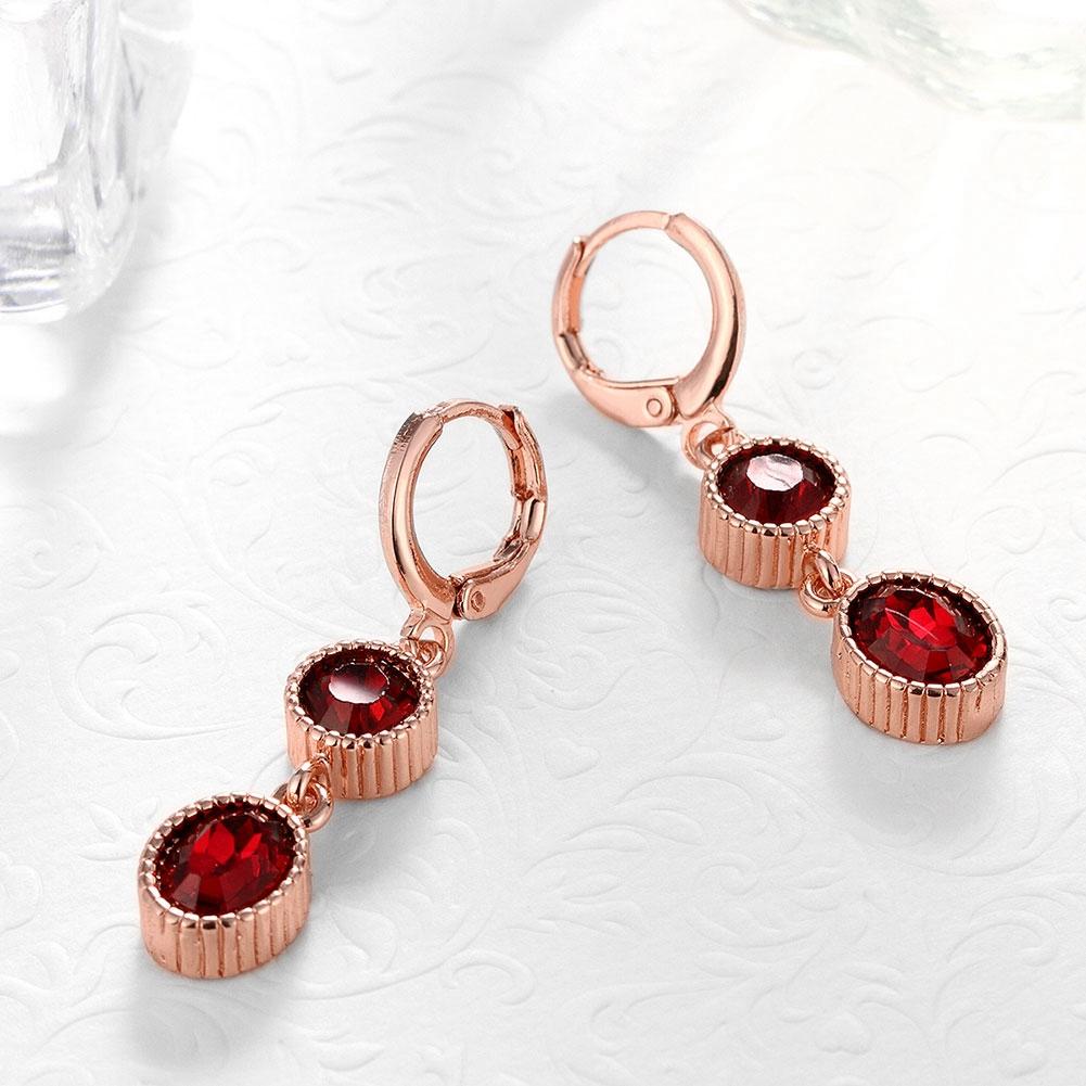 Duo Red Swarovski Elements Drop in 14K Rose Gold, Earring, Riakoob Jewelry, Riakoob Jewelry  jewelryjewelry deals, swarovski crystal jewelry, groupon jewelry,, jewelry for mom,