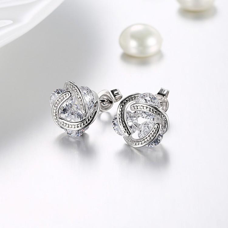 Luxe Crystal Mesh Knot Earrings Set in Silvertone - Riakoob Jewelry