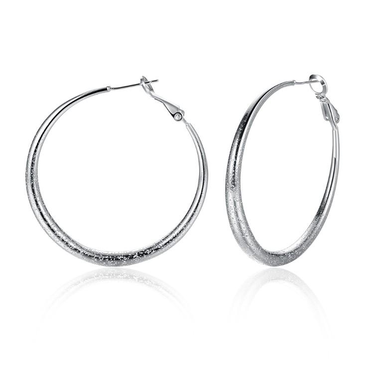 Modern Glitter Layering Hoop Earrings Set in Silvertone - Riakoob Jewelry