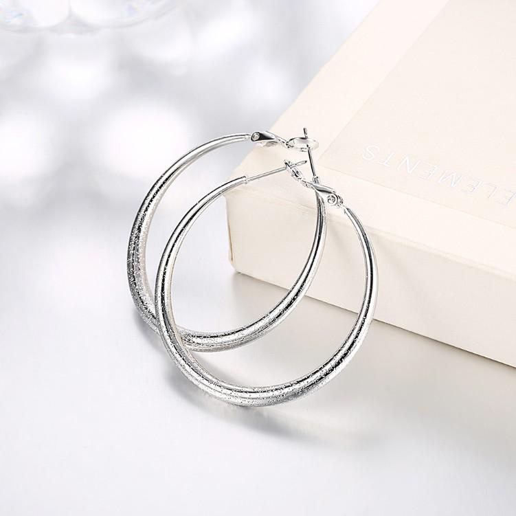 Modern Glitter Layering Hoop Earrings Set in Silvertone - Riakoob Jewelry