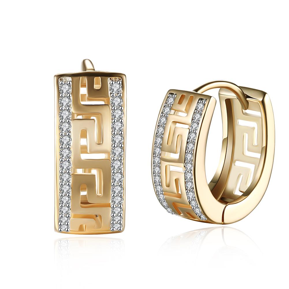 Goldtone Plated Swarovski Elements Roman Ingrain Pave Huggie Earrings, , Riakoob Jewelry, Riakoob Jewelry  jewelryjewelry deals, swarovski crystal jewelry, groupon jewelry,, jewelry for mom,