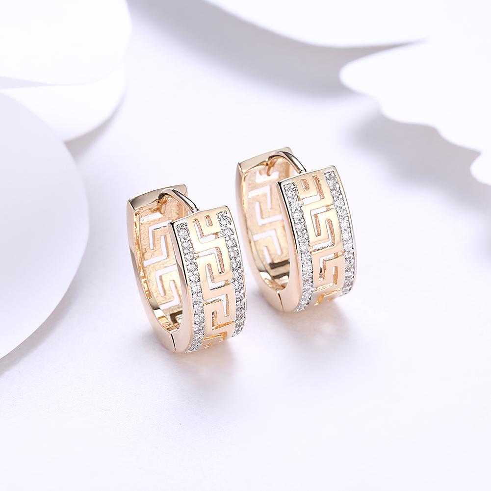 Goldtone Plated Swarovski Elements Roman Ingrain Pave Huggie Earrings, , Riakoob Jewelry, Riakoob Jewelry  jewelryjewelry deals, swarovski crystal jewelry, groupon jewelry,, jewelry for mom,