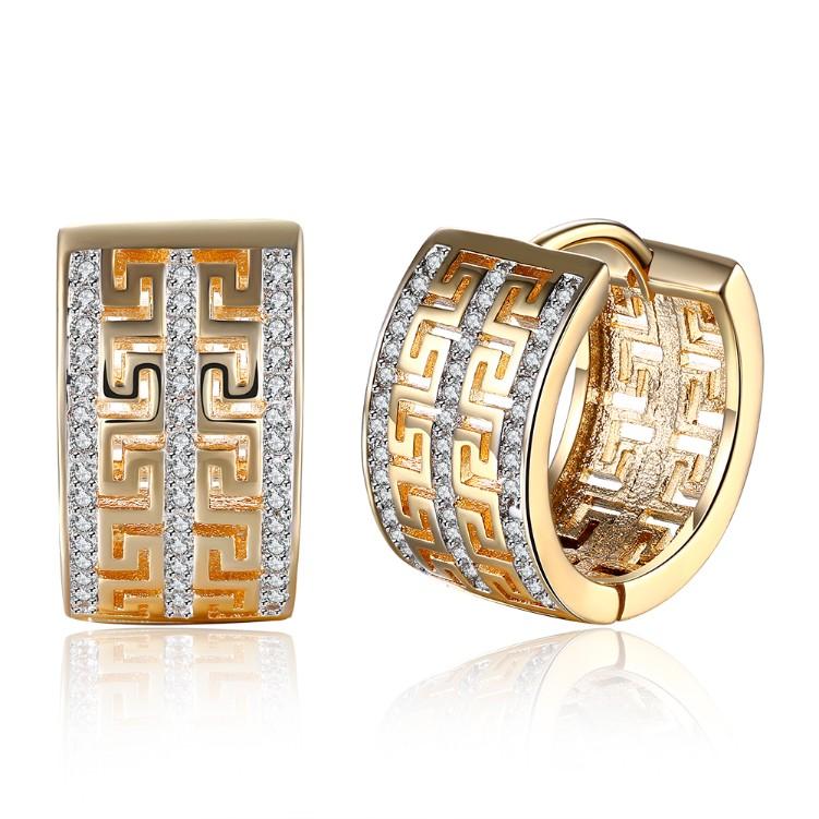 Thick Luxe Crystal Micro-Pav'e Huggie Hoop Earrings Set in Goldtone - Riakoob Jewelry