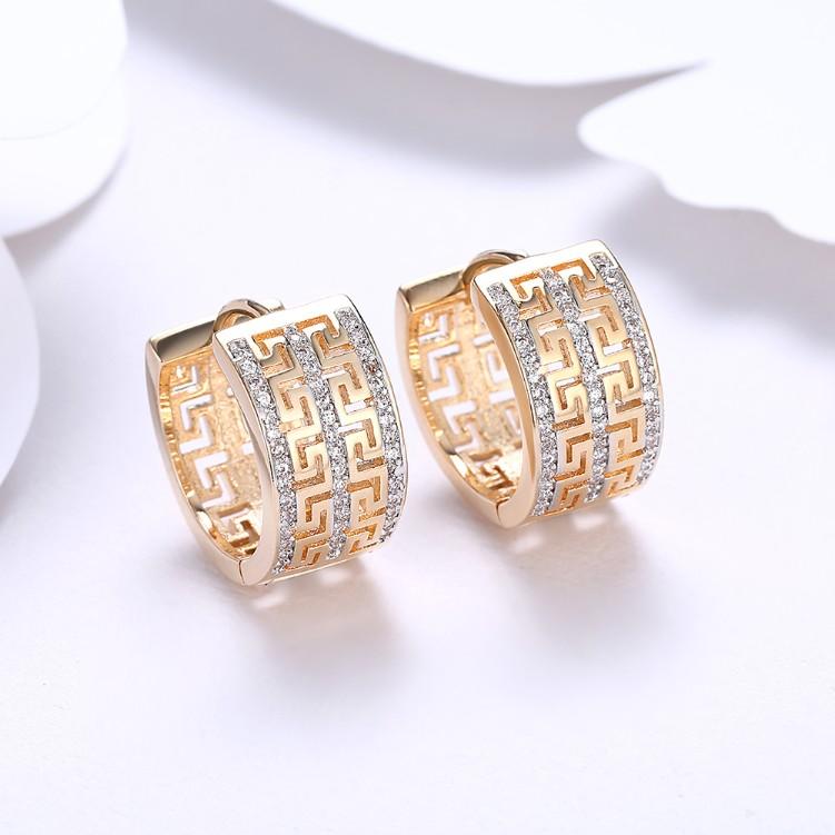Thick Luxe Crystal Micro-Pav'e Huggie Hoop Earrings Set in Goldtone - Riakoob Jewelry