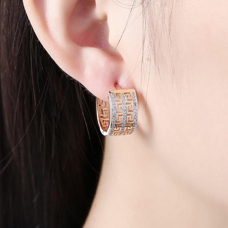Thick Luxe Crystal Micro-Pav'e Huggie Hoop Earrings Set in Goldtone - Riakoob Jewelry