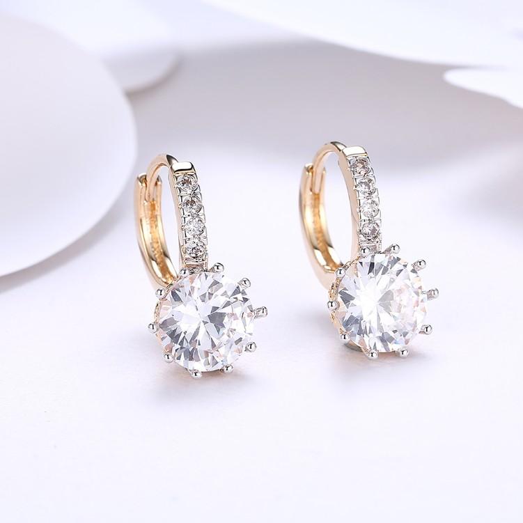 Created Diamond Star Shaped Princess Cut Leverback Earrings Set in Goldtone - Riakoob Jewelry