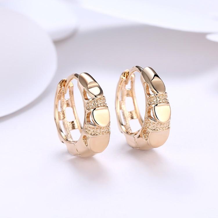 Heart Shaped Classic Huggies Earrings Set in Goldtone - Riakoob Jewelry