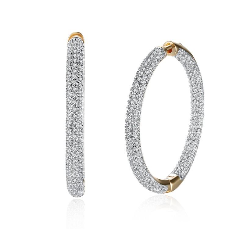 Luxe Elements Micro Pave' Hoop Earrings in Goldtone - Riakoob Jewelry