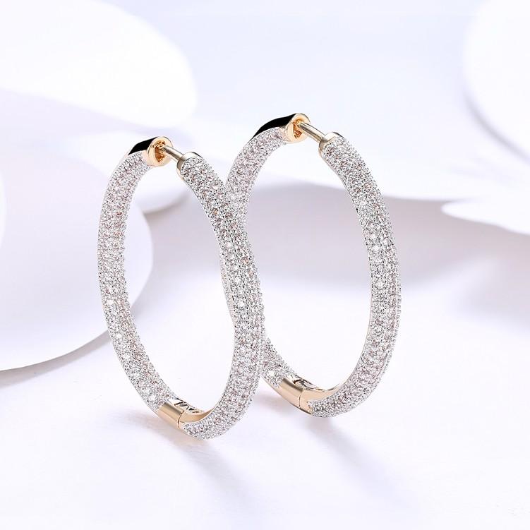 Luxe Elements Micro Pave' Hoop Earrings in Goldtone - Riakoob Jewelry
