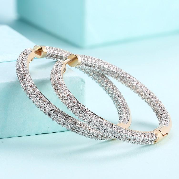 Luxe Elements Micro Pave' Hoop Earrings in Goldtone - Riakoob Jewelry
