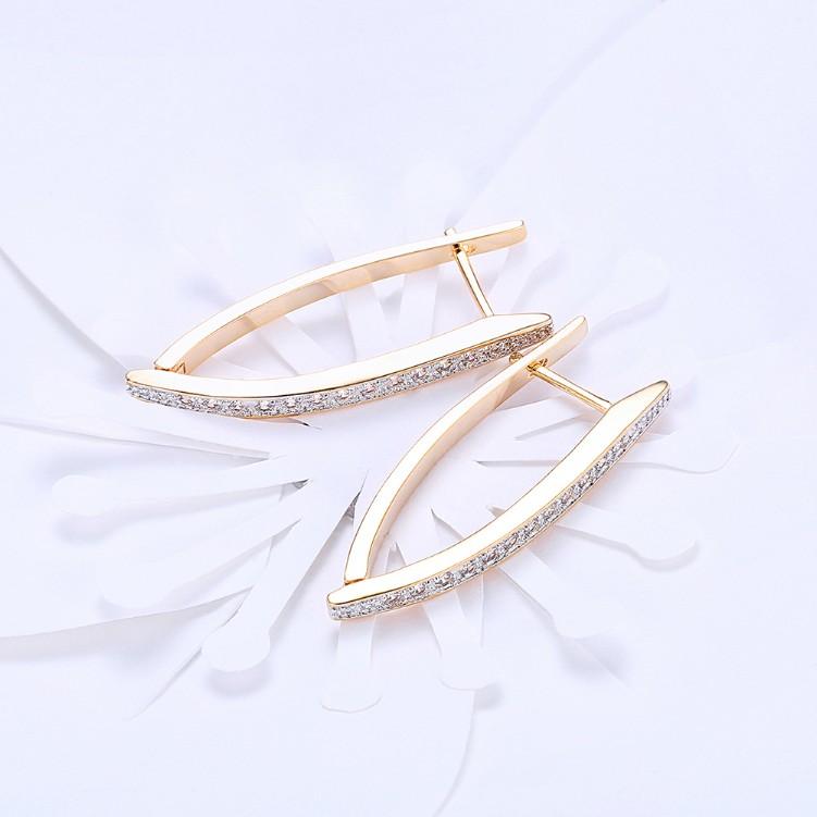 Luxe Crystal Micro-Pav'e Curved Huggie Earrings Set in Goldtone - Riakoob Jewelry