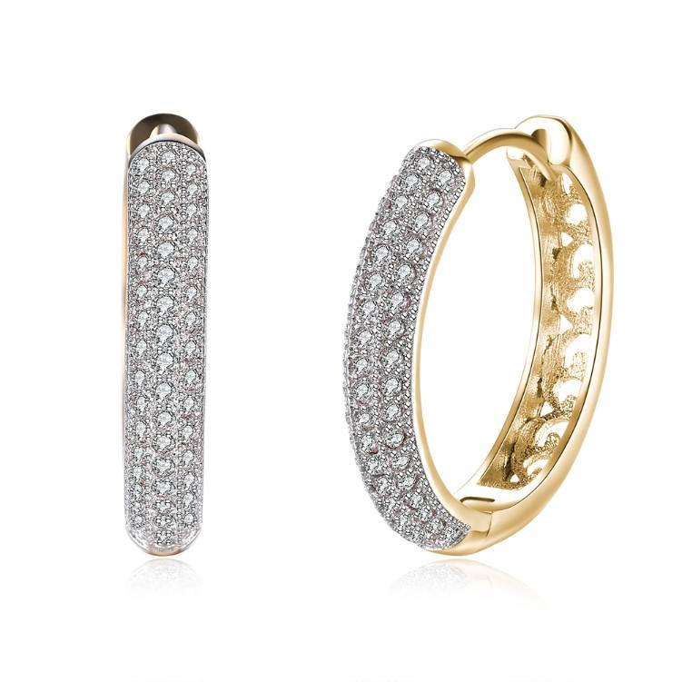 Luxe Crystal Micro Pav'e Classic Circular Huggies Set in Goldtone - Riakoob Jewelry