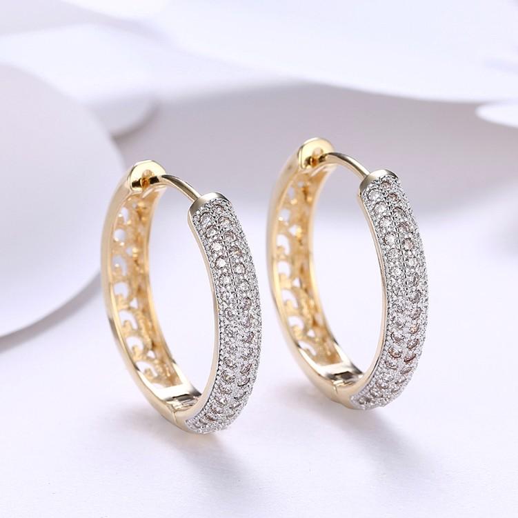 Luxe Crystal Micro Pav'e Classic Circular Huggies Set in Goldtone - Riakoob Jewelry