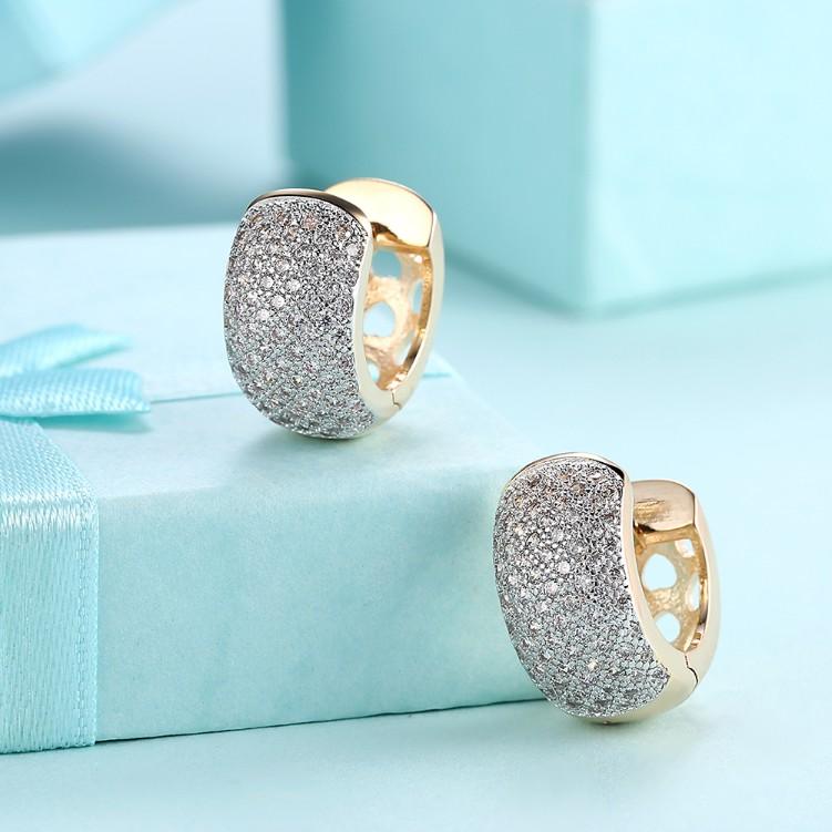 Luxe Crystal Micro Pav'e Thick Cut Round Huggies Set in Goldtone - Riakoob Jewelry