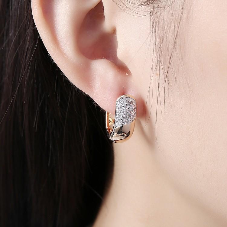 Luxe Crystal Curved Layering Huggies Set in Goldtone - Riakoob Jewelry
