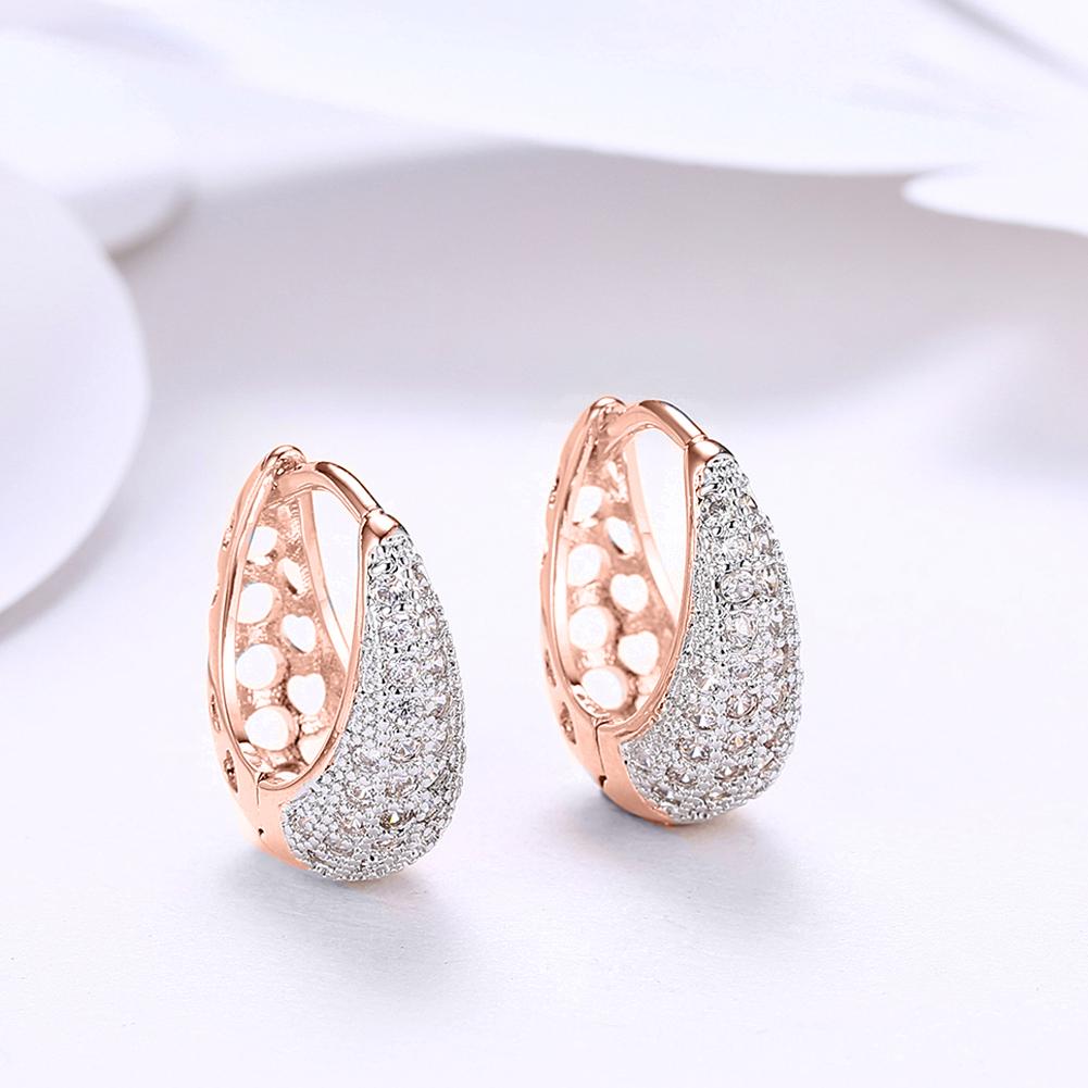 Luxe Crystal Micro-Pav'e Pear Shaped Teardrop Huggies Set in Goldtone - 3 Finishes - Riakoob Jewelry