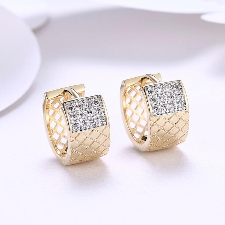 Twelve Stone Luxe Crystal Criss-Cross Huggies Set in Goldtone - Riakoob Jewelry