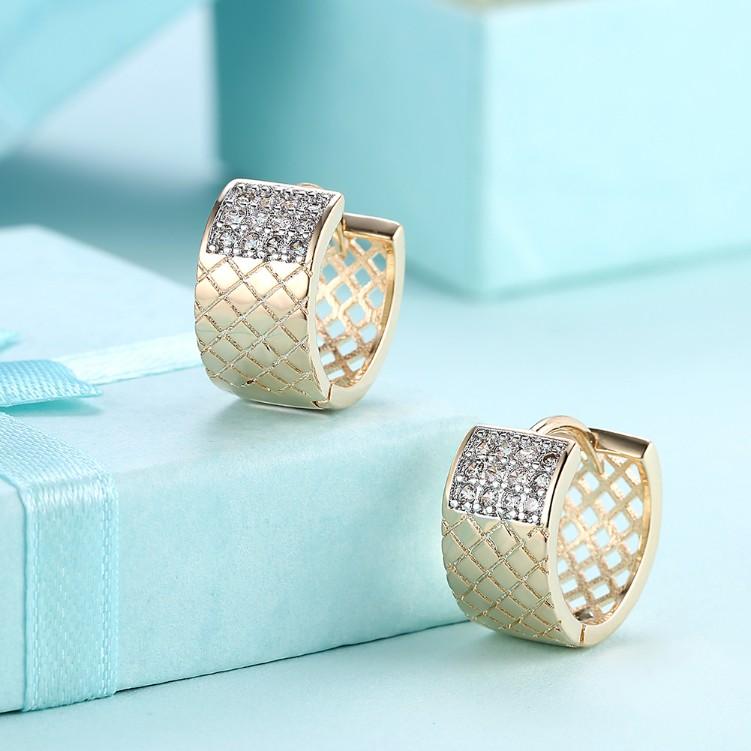 Twelve Stone Luxe Crystal Criss-Cross Huggies Set in Goldtone - Riakoob Jewelry