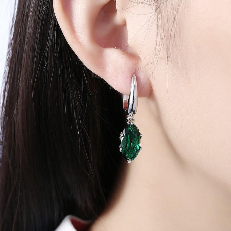Emerald Oval Cut Earrings Set in Silvertone, Earring, Riakoob Jewelry, Riakoob Jewelry  jewelryjewelry deals, swarovski crystal jewelry, groupon jewelry,, jewelry for mom,
