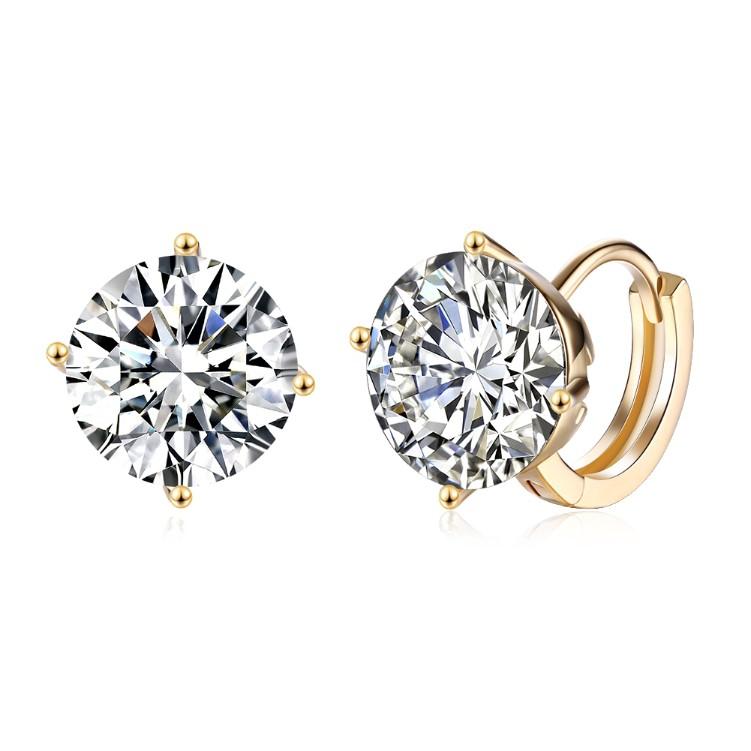 Luxe Crystal Huggies Set in Silvertone - Riakoob Jewelry
