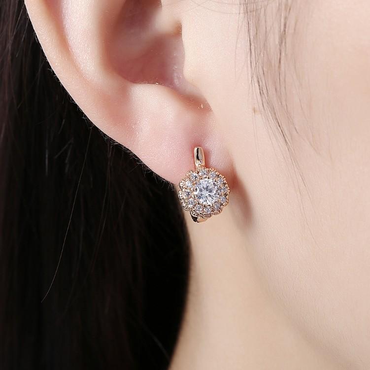 Luxe Crystal Micro Pav'e Bursting Star Leverback Earrings Set in Goldtone - Riakoob Jewelry