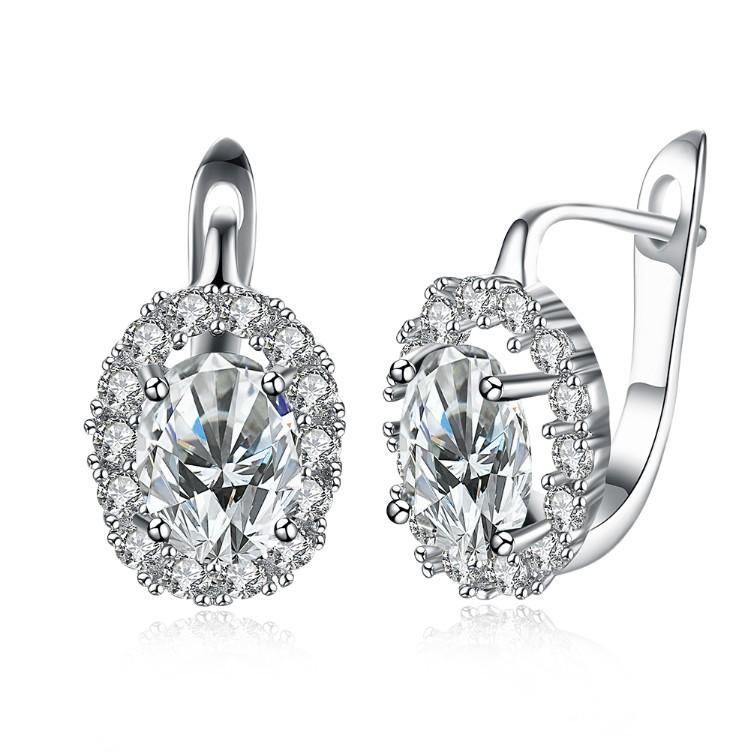 Luxe Crystal Circular Leverback Earrings Set in Silvertone - Riakoob Jewelry