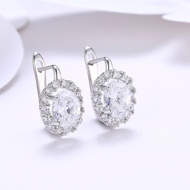 Luxe Crystal Circular Leverback Earrings Set in Silvertone - Riakoob Jewelry