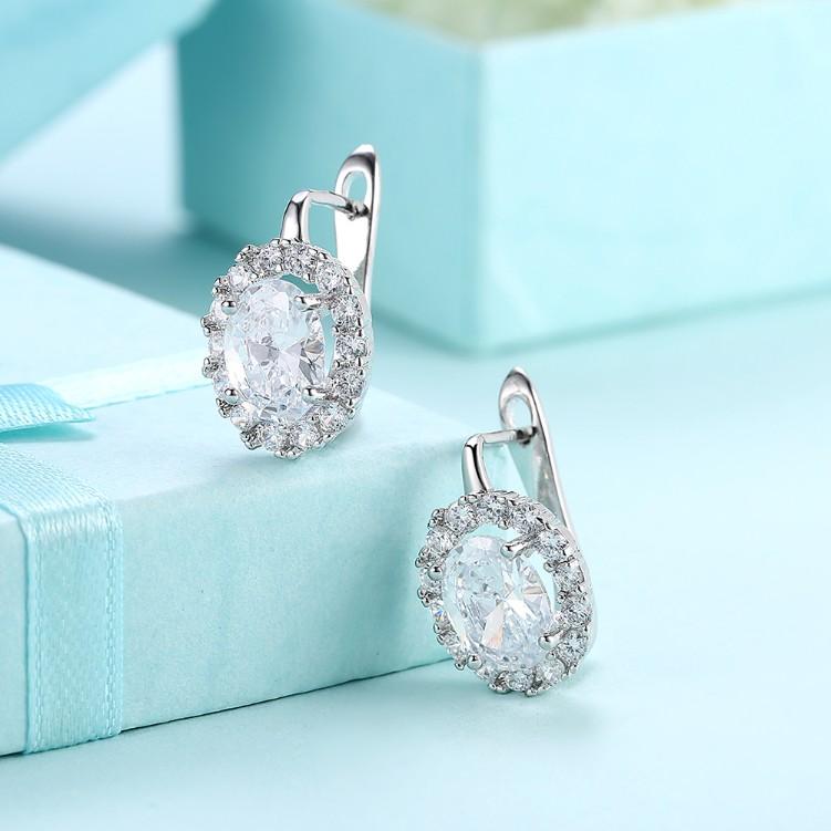 Luxe Crystal Circular Leverback Earrings Set in Silvertone - Riakoob Jewelry