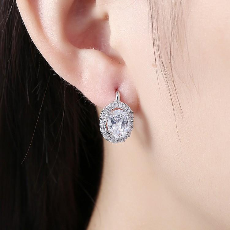 Luxe Crystal Circular Leverback Earrings Set in Silvertone - Riakoob Jewelry