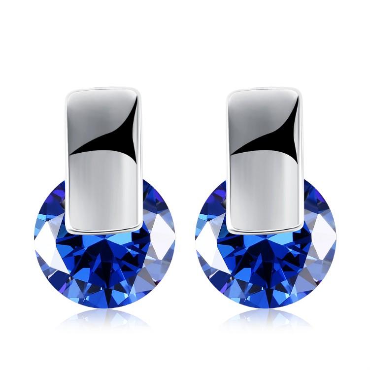 Created Sapphire Sleek Bar Earrings Set in Silvertone - Riakoob Jewelry