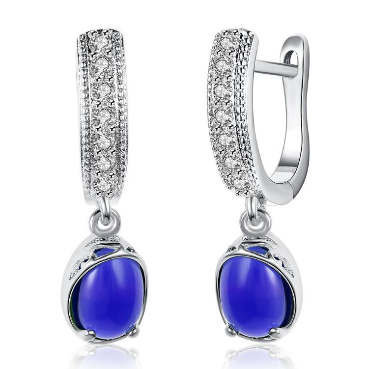 Created Micro-Pav'e Leverback Earrings Set in Silvertone - Riakoob Jewelry