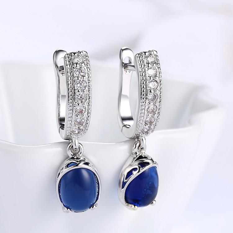Created Micro-Pav'e Leverback Earrings Set in Silvertone - Riakoob Jewelry